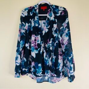 Jennifer Lopez Floral Blouse - Blue and Purple